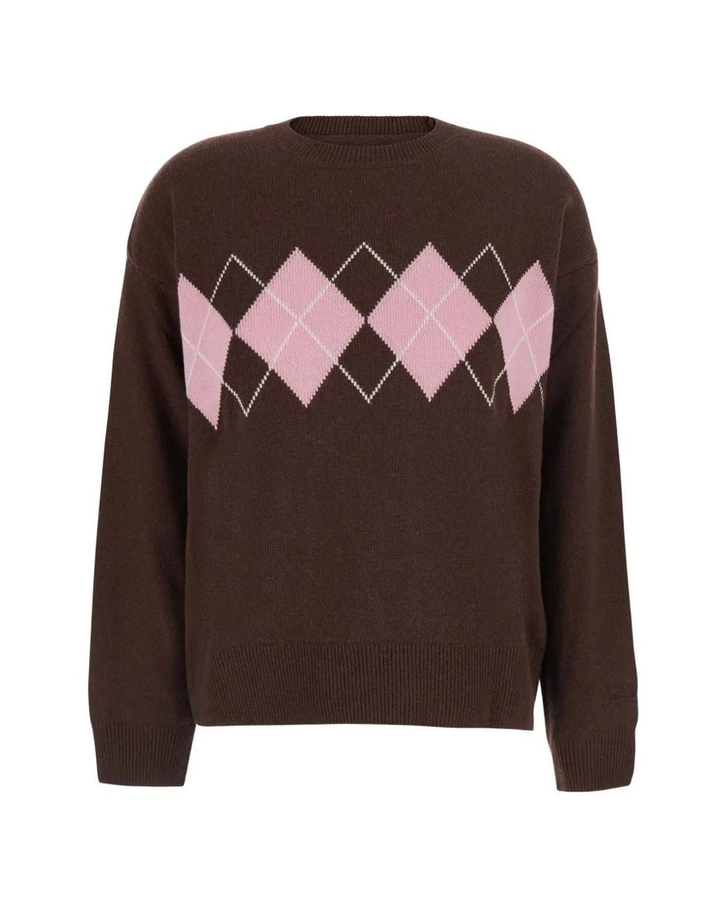 Mc2 Saint Barth Brown Argyle-Intarsia Sweater
