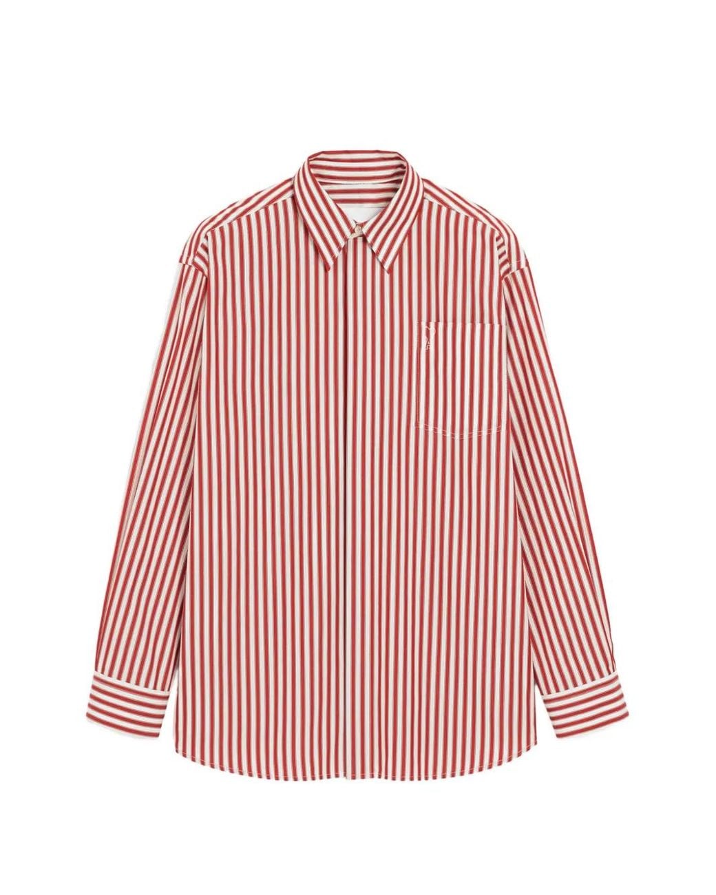 AMI Pink Grande Chemise Rayée Avec Ami De Cœur En Relief