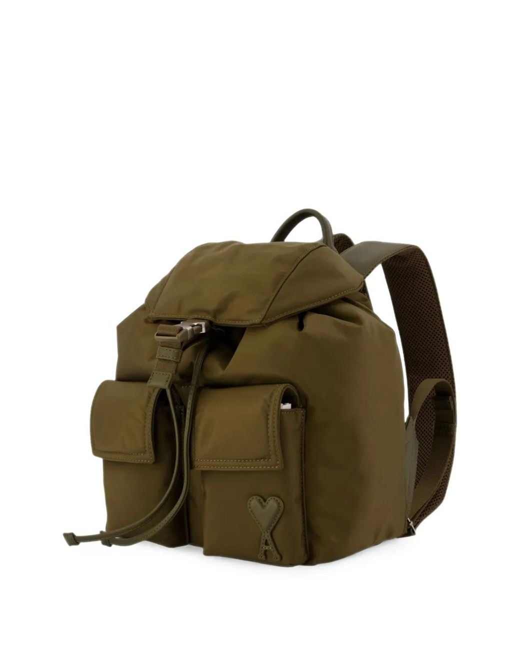 AMI Green Small Nylon Marcel Flap Backpack