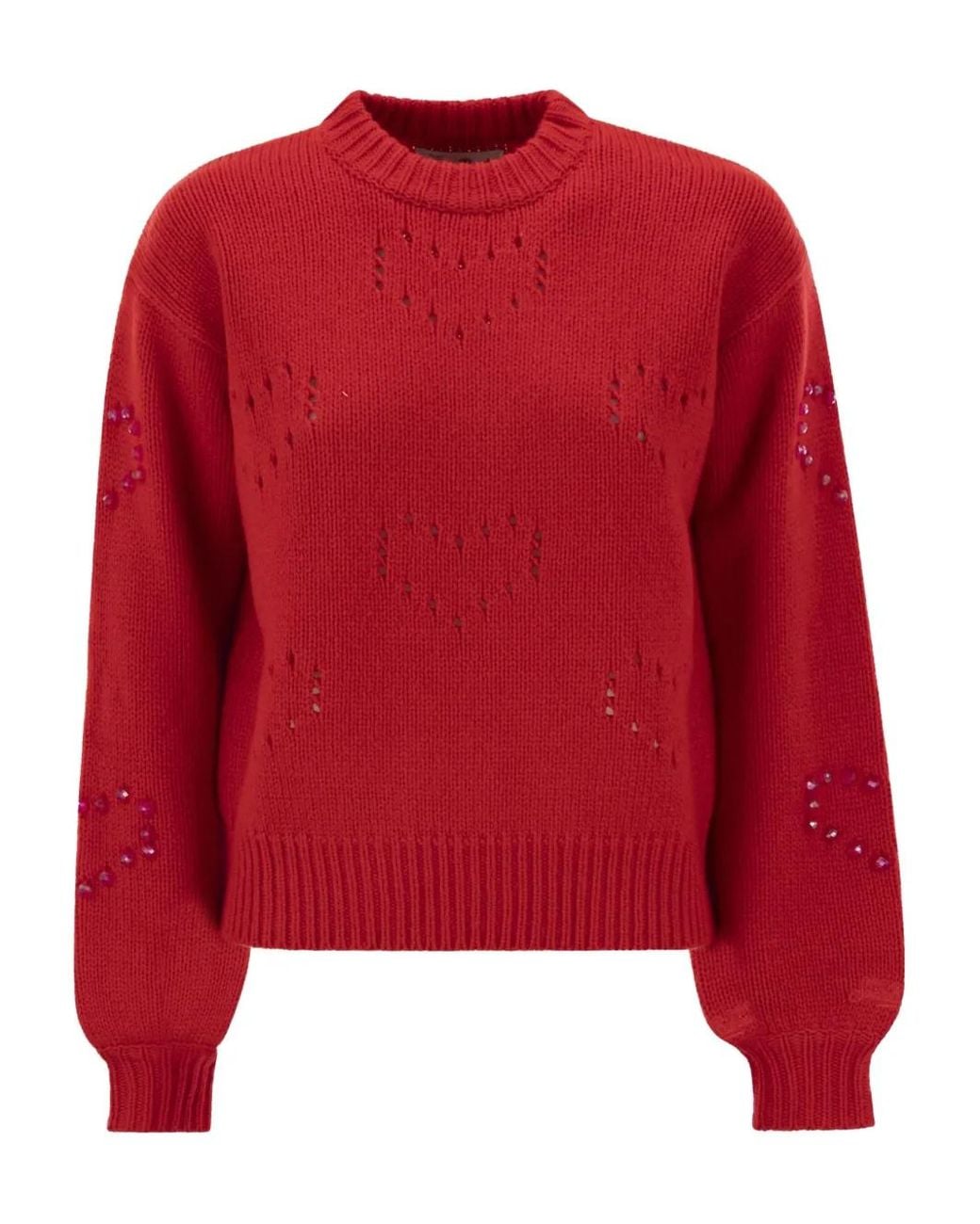 Mc2 Saint Barth Red Danya Heart-Motif Jumper