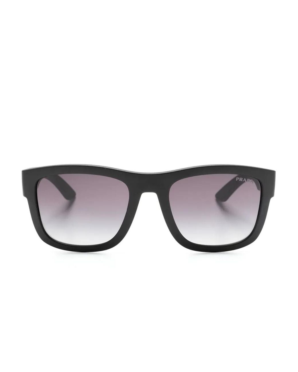Prada Linea Rossa Black Logo-Debossed Square-Frame Sunglasses for men