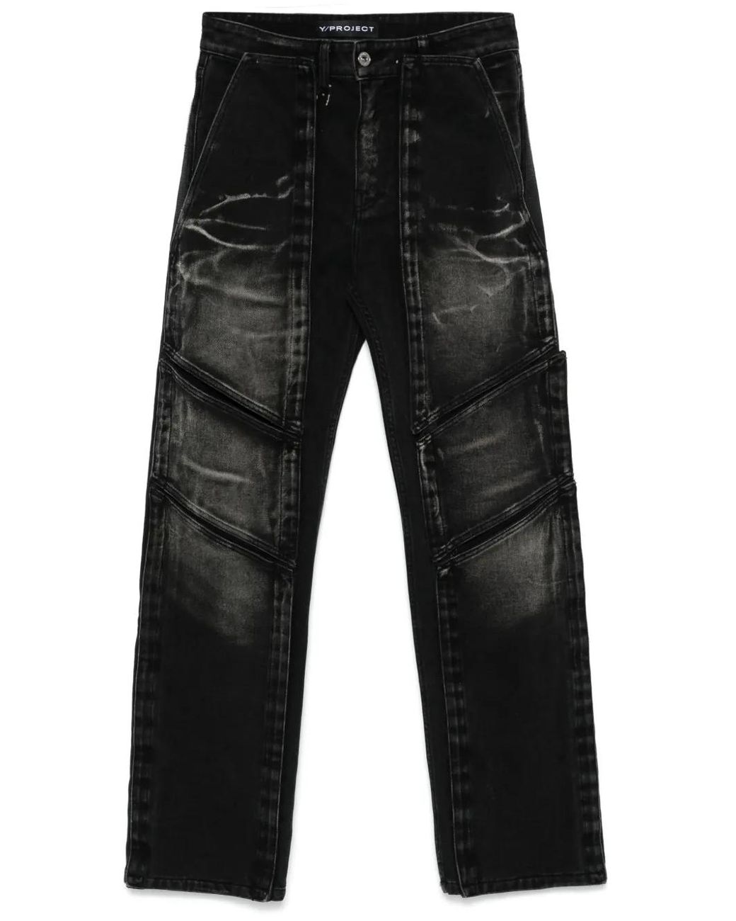 Y. Project Black Touch-Strap Multi-Panel Jeans