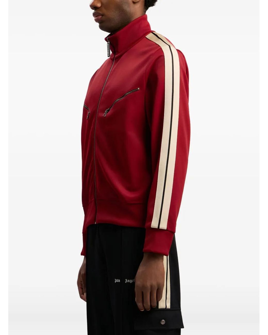 Palm Angels Red Curved-Logo Sweatshirt for men