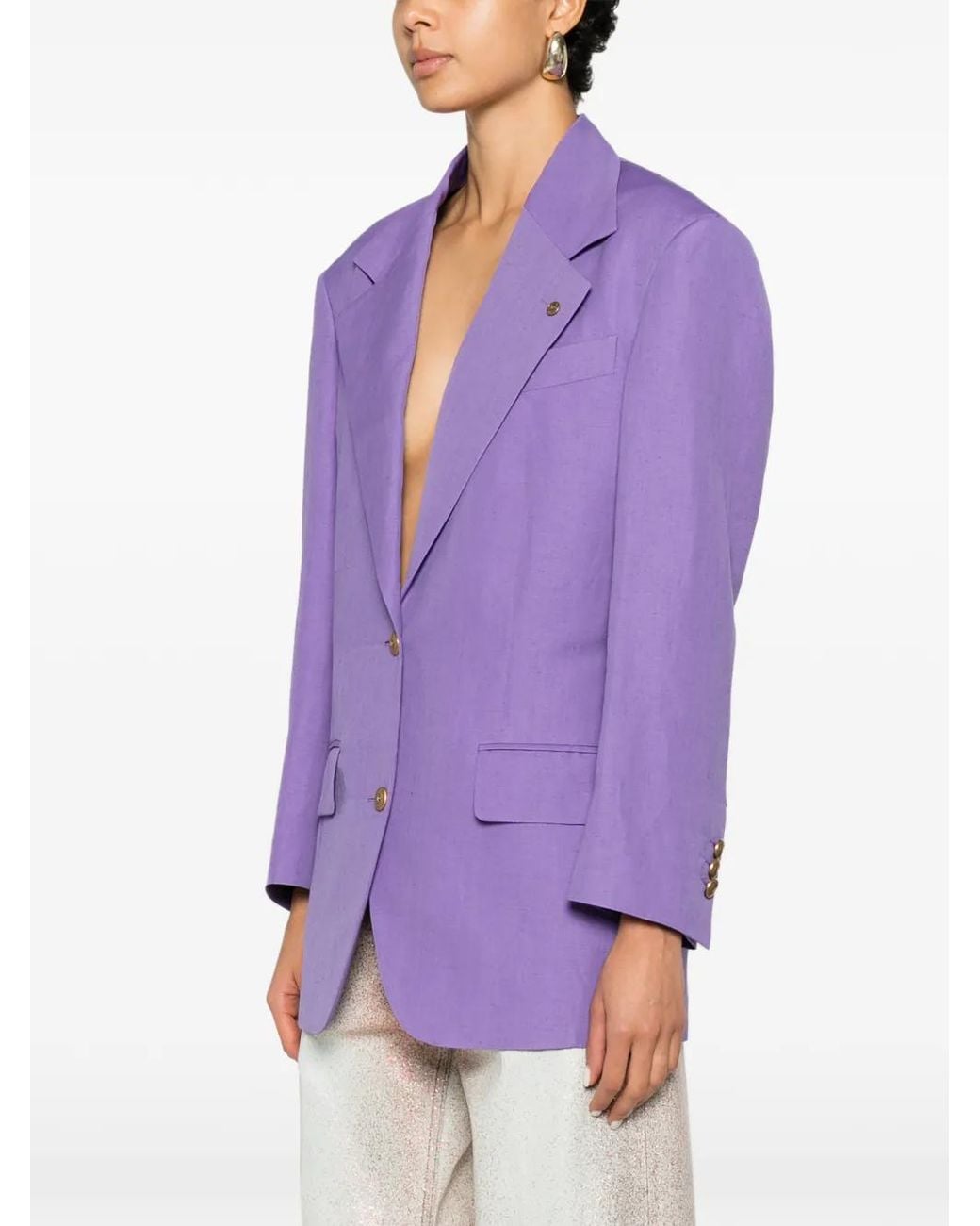 Versace Purple Peak-Lapel Single-Breasted Blazer