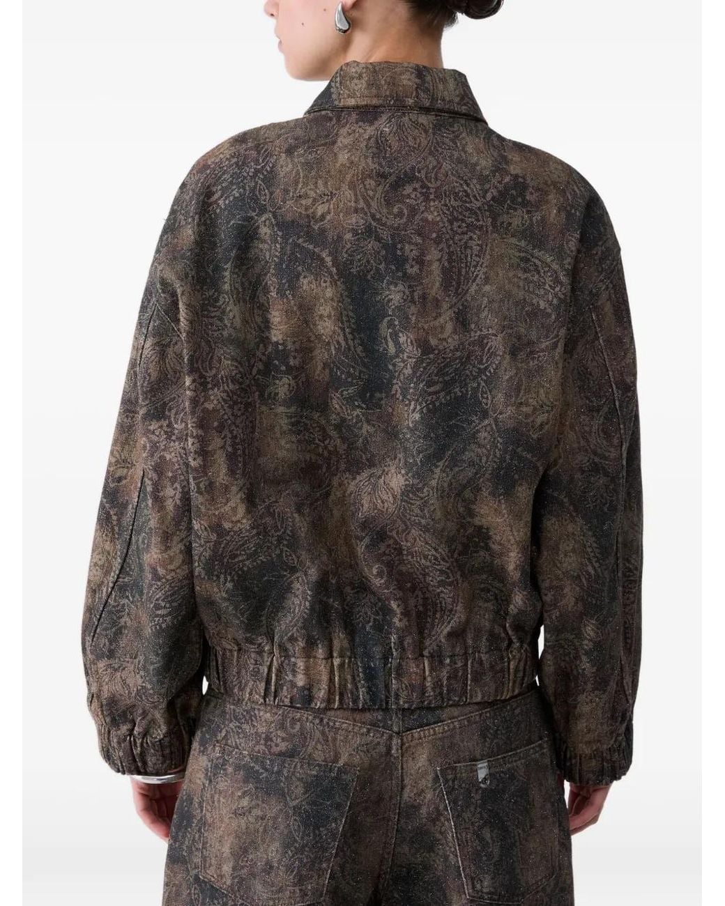 Liu Jo Brown Oversized Jacket With Glitter-Print