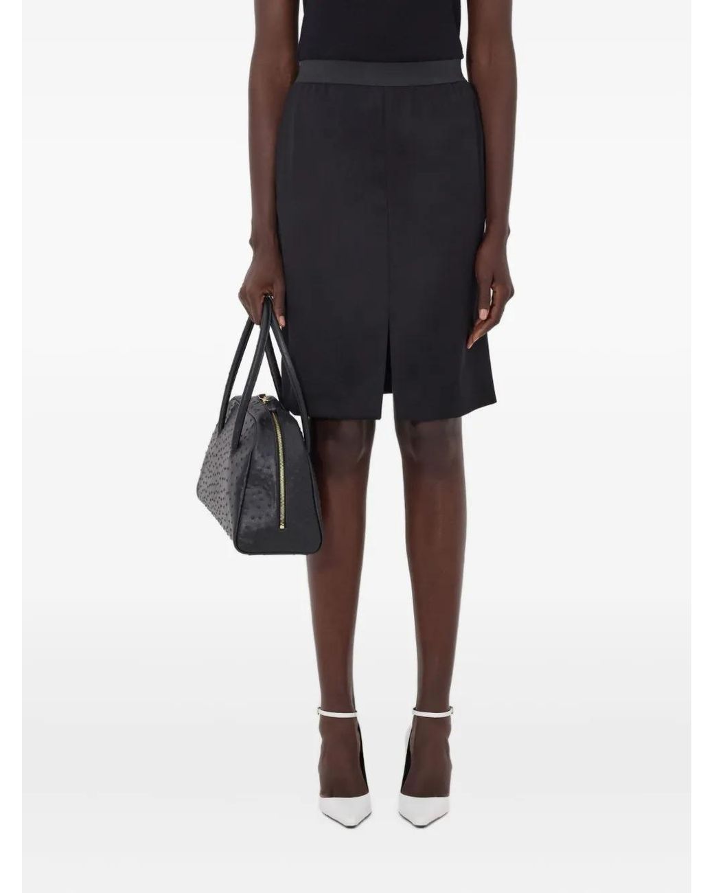 Loulou de Saison Lima Midi-Rok Met Split in het Black