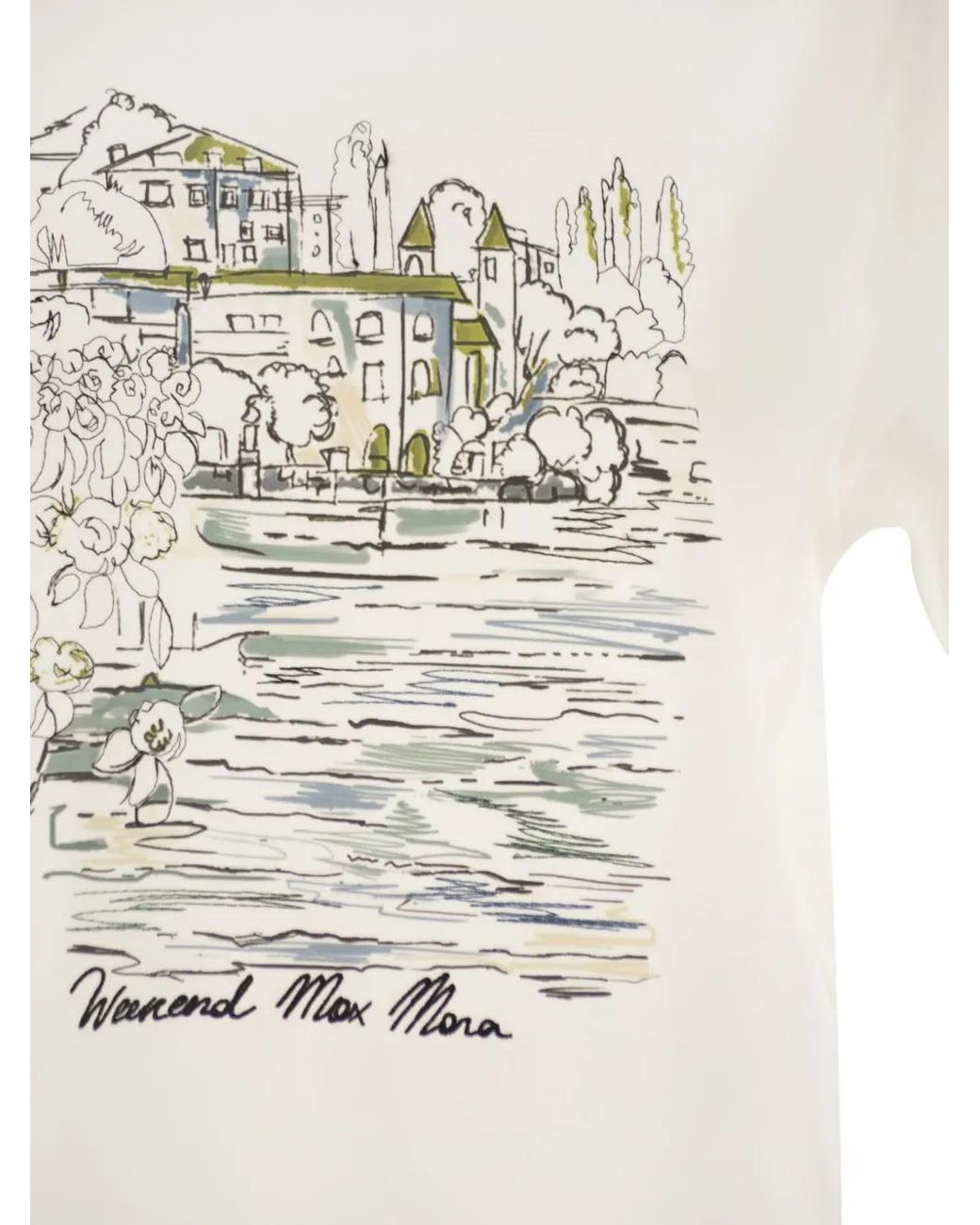 Weekend by Maxmara White Graphic-Print Cotton T-Shirt