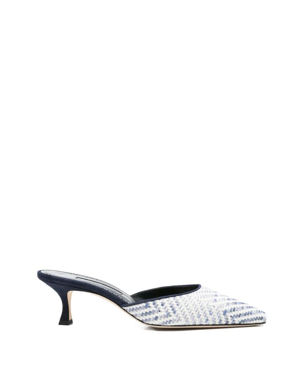 Manolo Blahnik White Carolynemu Raffia Mules