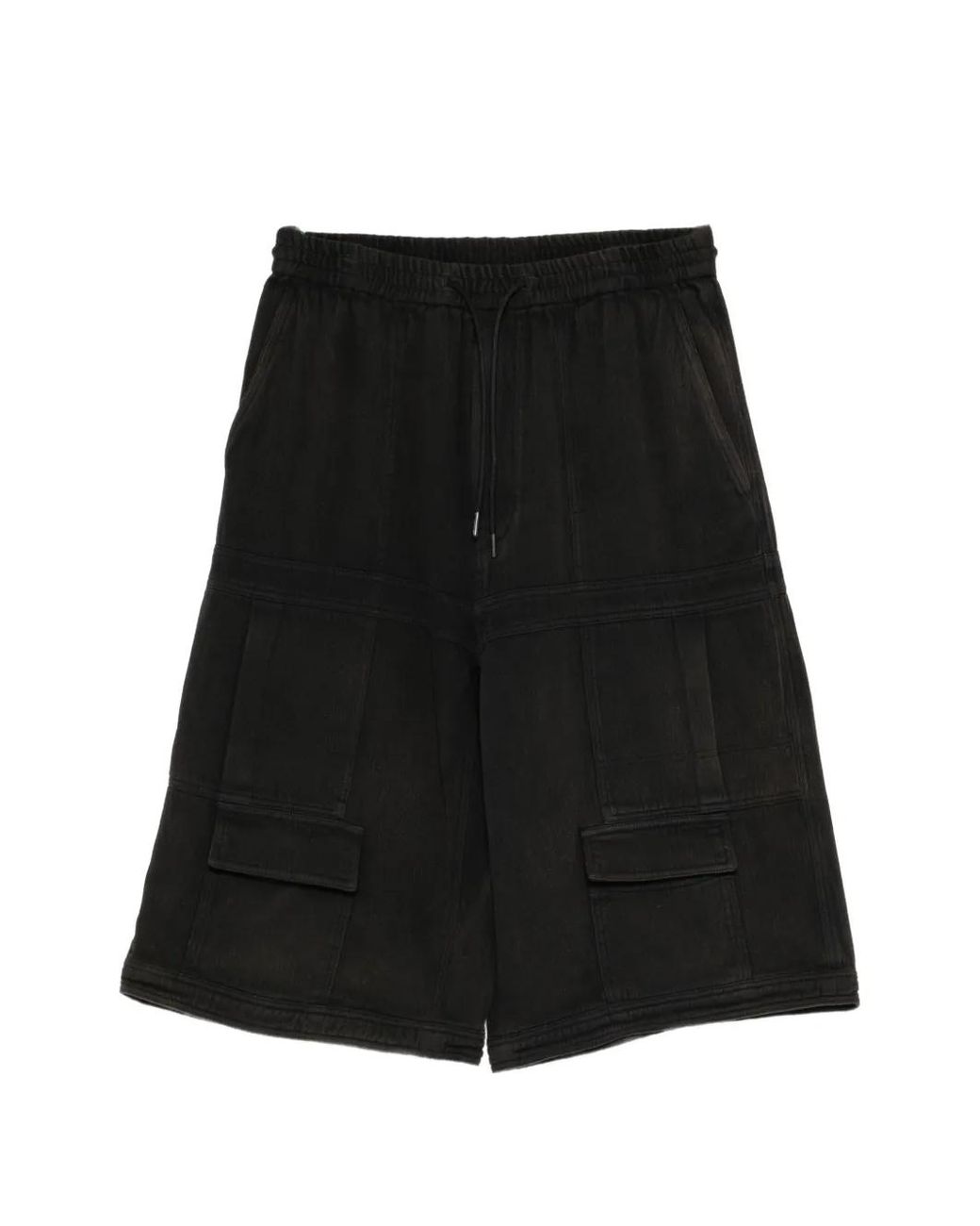 Juun.J Black Short Cargo À Lien De Resserrage for men
