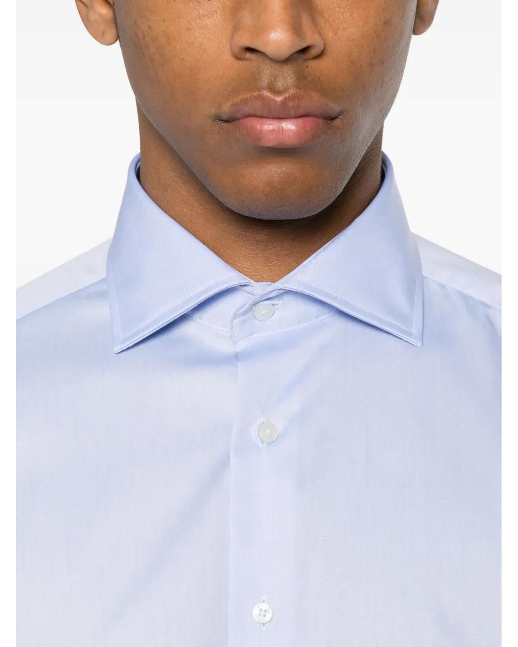 VELA SHOP White Spread-Collar Button-Up Shirt for men