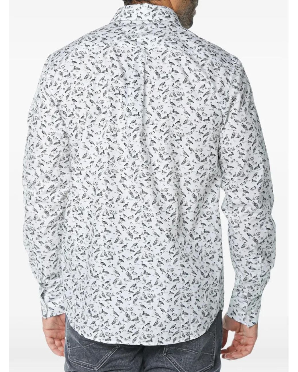 Ted Baker Gray Duck-Print Long-Sleeve Shirt for men