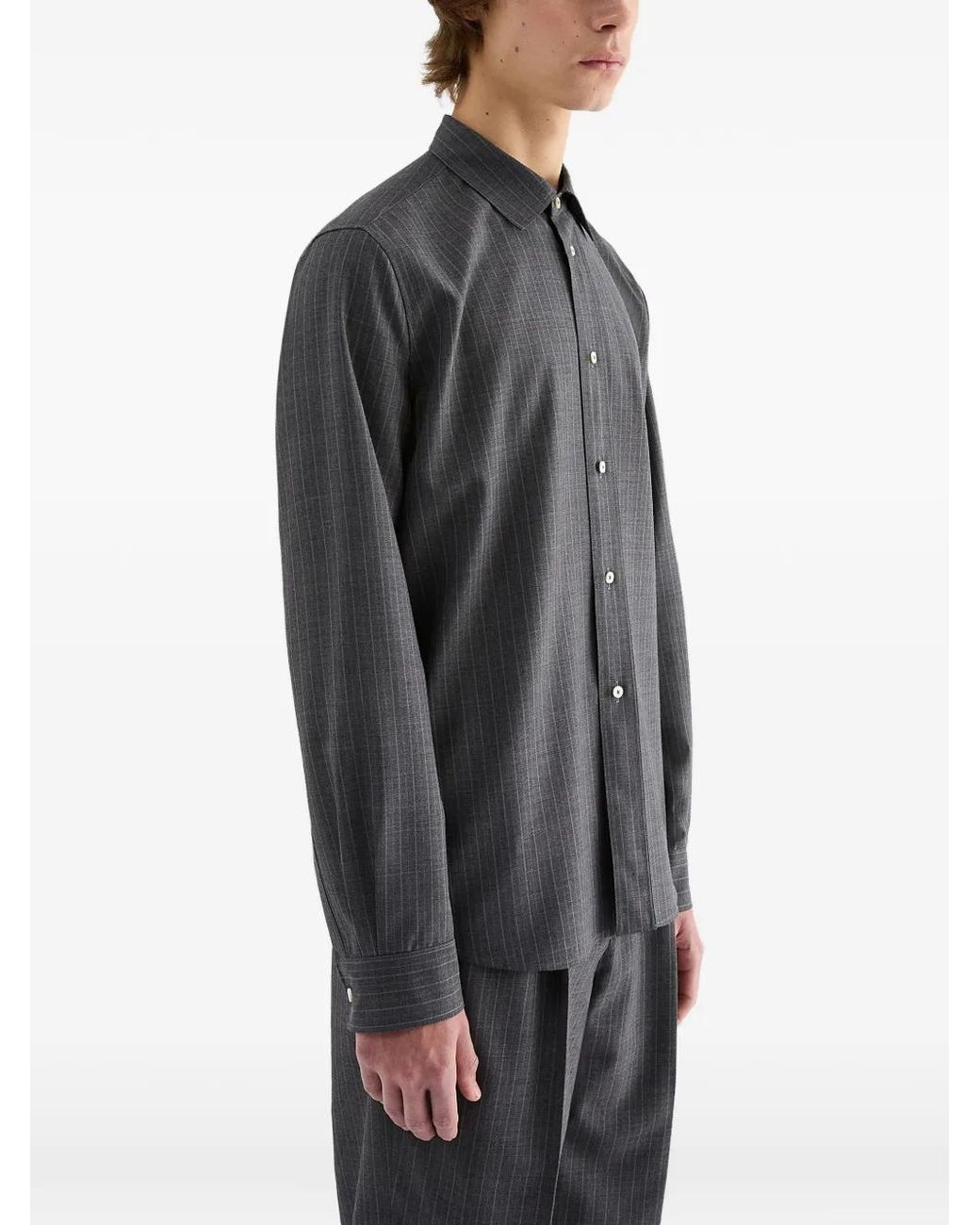 Jil Sander Gray Wool Pinstripe Shirt for men