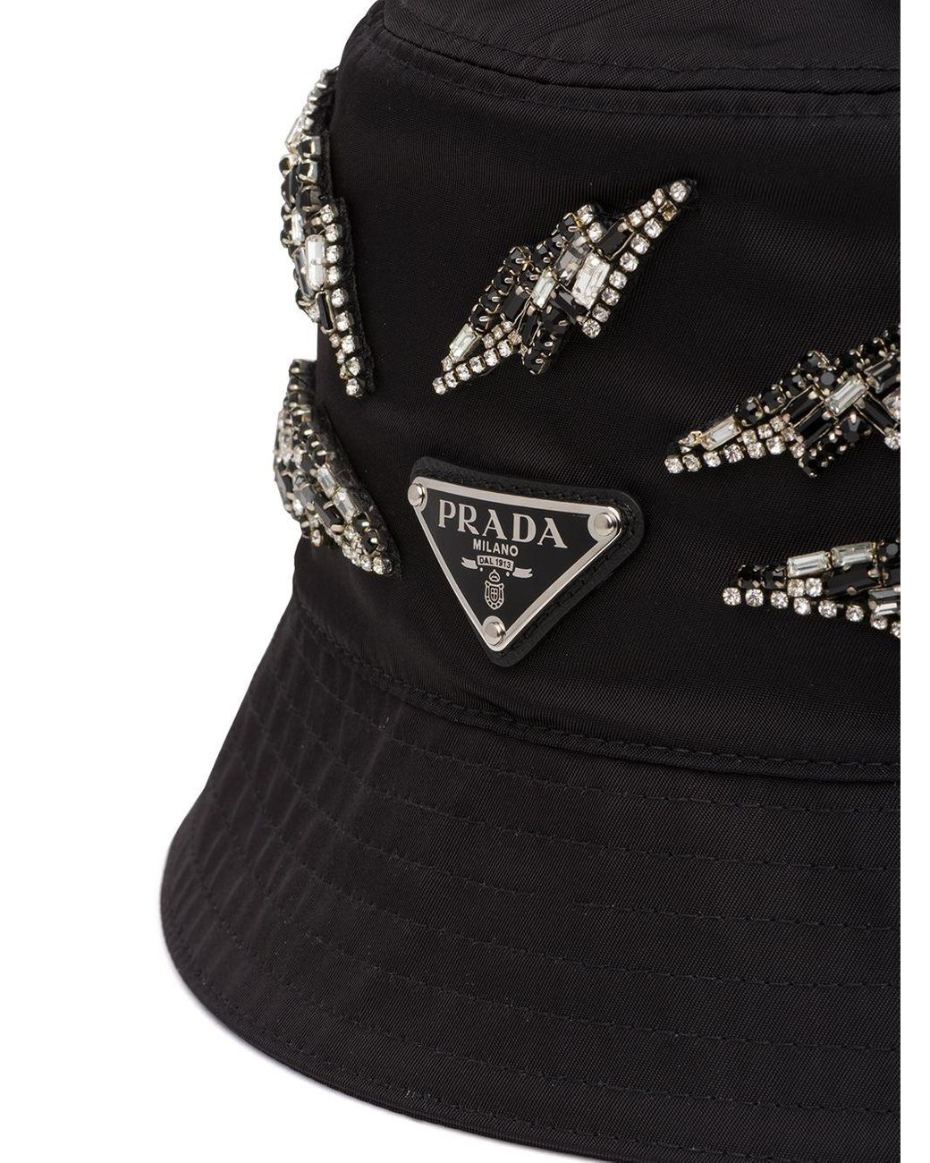 Prada Synthetic Embellished Viscose Ble in Black Womens Accessories Hats 