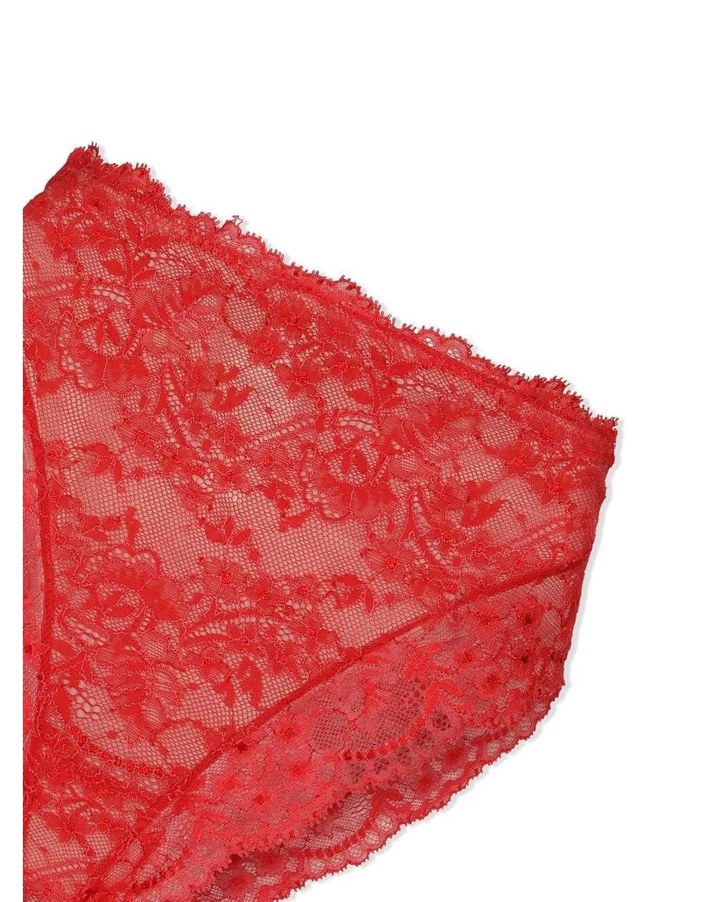 Dolce & Gabbana Red High-Waisted Lace Briefs