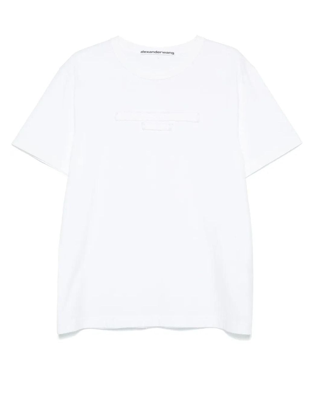 Alexander Wang White Distressed Logo Cotton Jersey T-Shirt