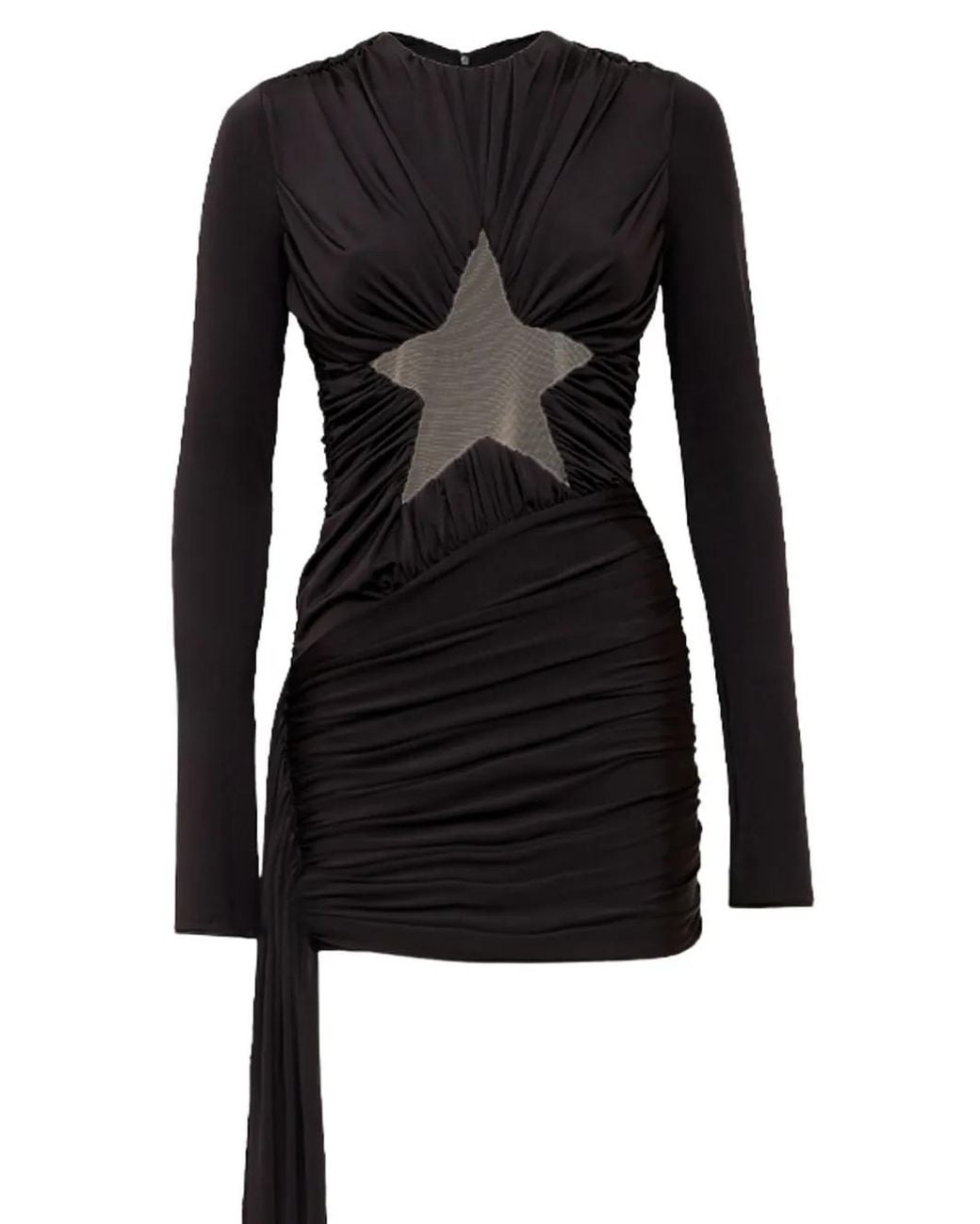 David Koma Black Star-Cutout Ruched Mini Dress