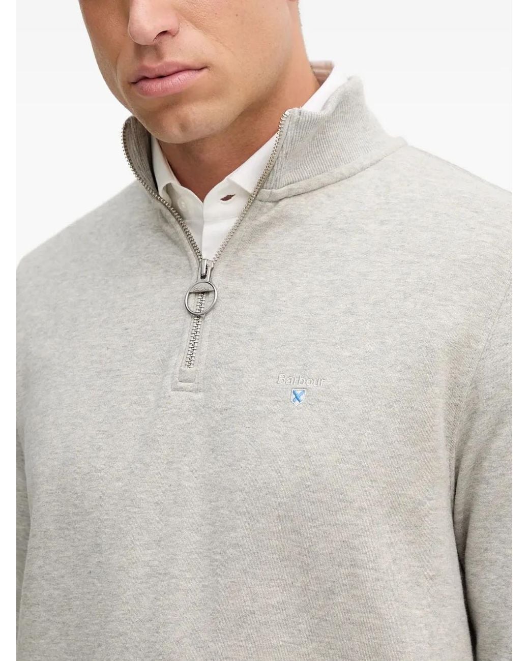 Barbour Gray Beckhill Half-Zip Sweatshirt for men