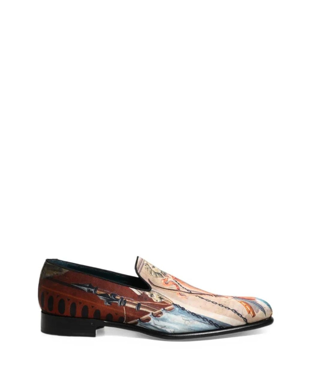 Dolce & Gabbana White Lion-Print Slip-On Loafers for men