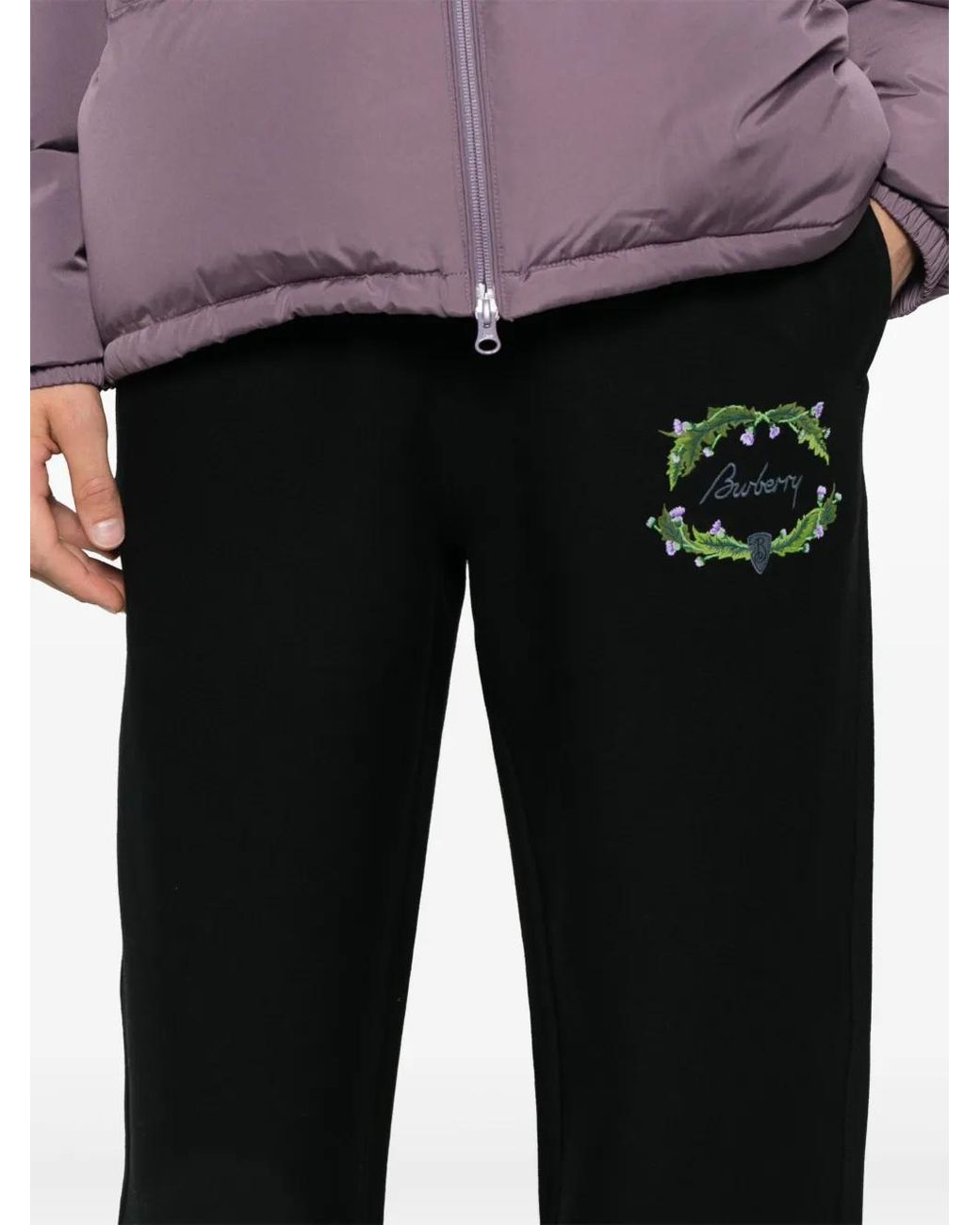 Burberry Black Logo-Embroidered Track Pants for men