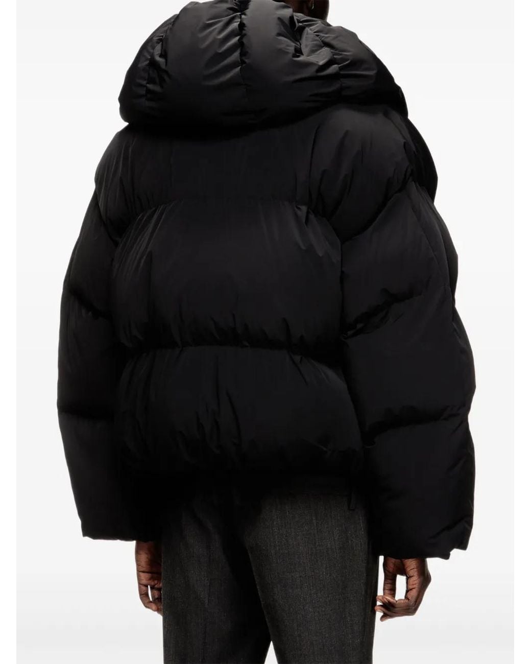 DIESEL Black Hooded Down Jacket for men