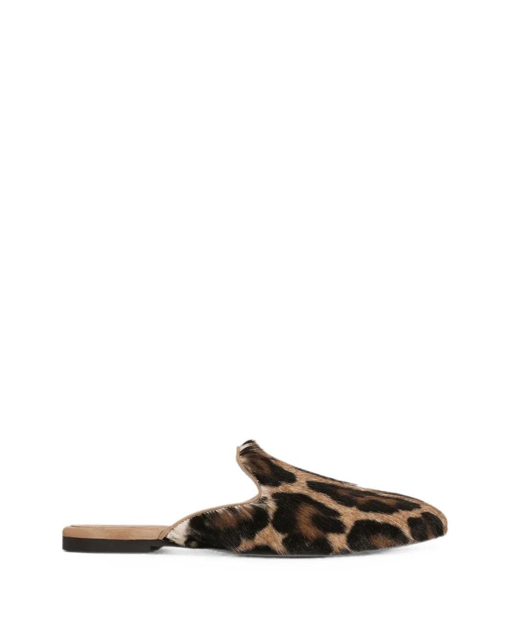 Dolce & Gabbana White Mules À Motif Léopard En Cuir De Chevreau