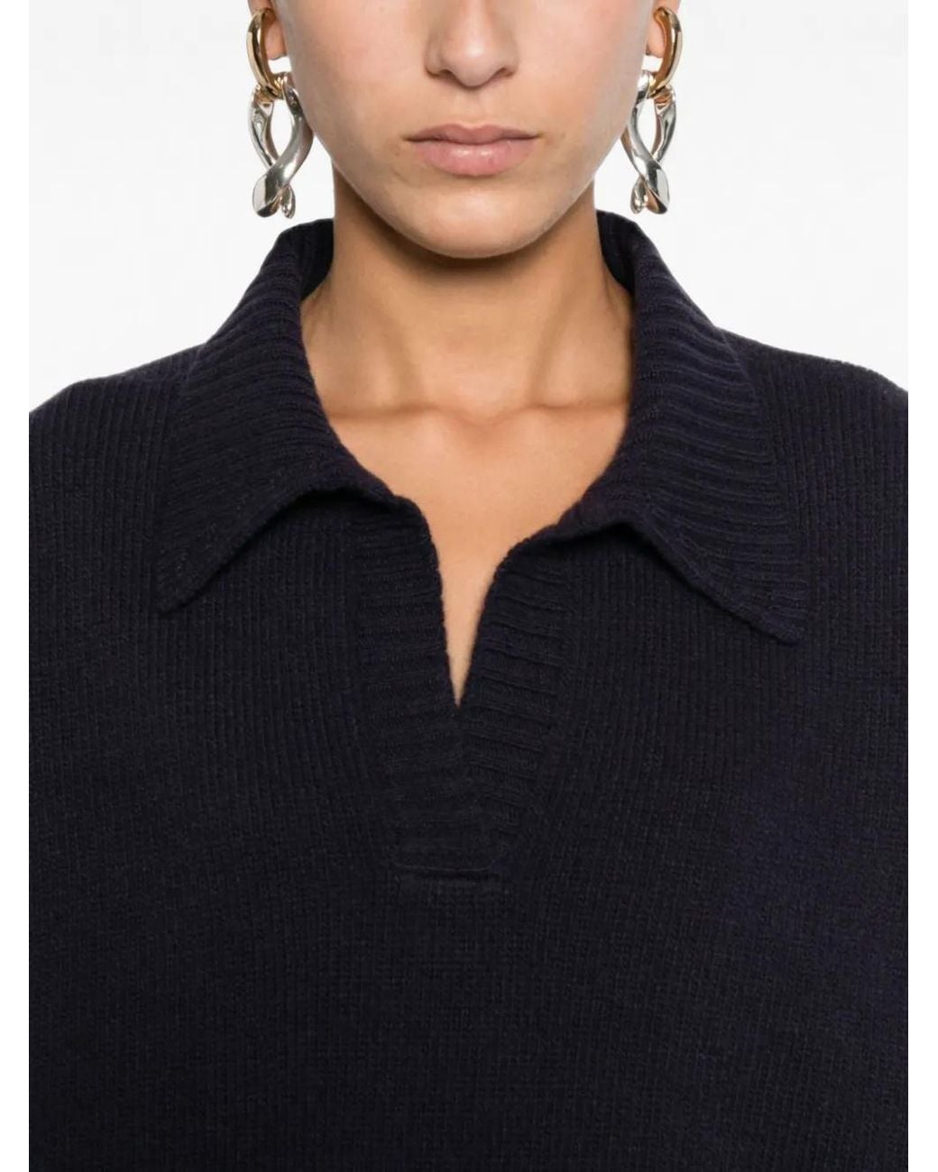 Weekend by Maxmara Blue V-Neck Spread-Collar Sweater