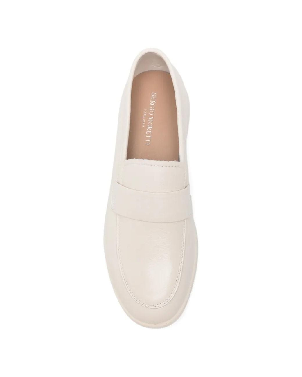 SERGIO MORETTI FIRENZE White Penny Leather Loafers