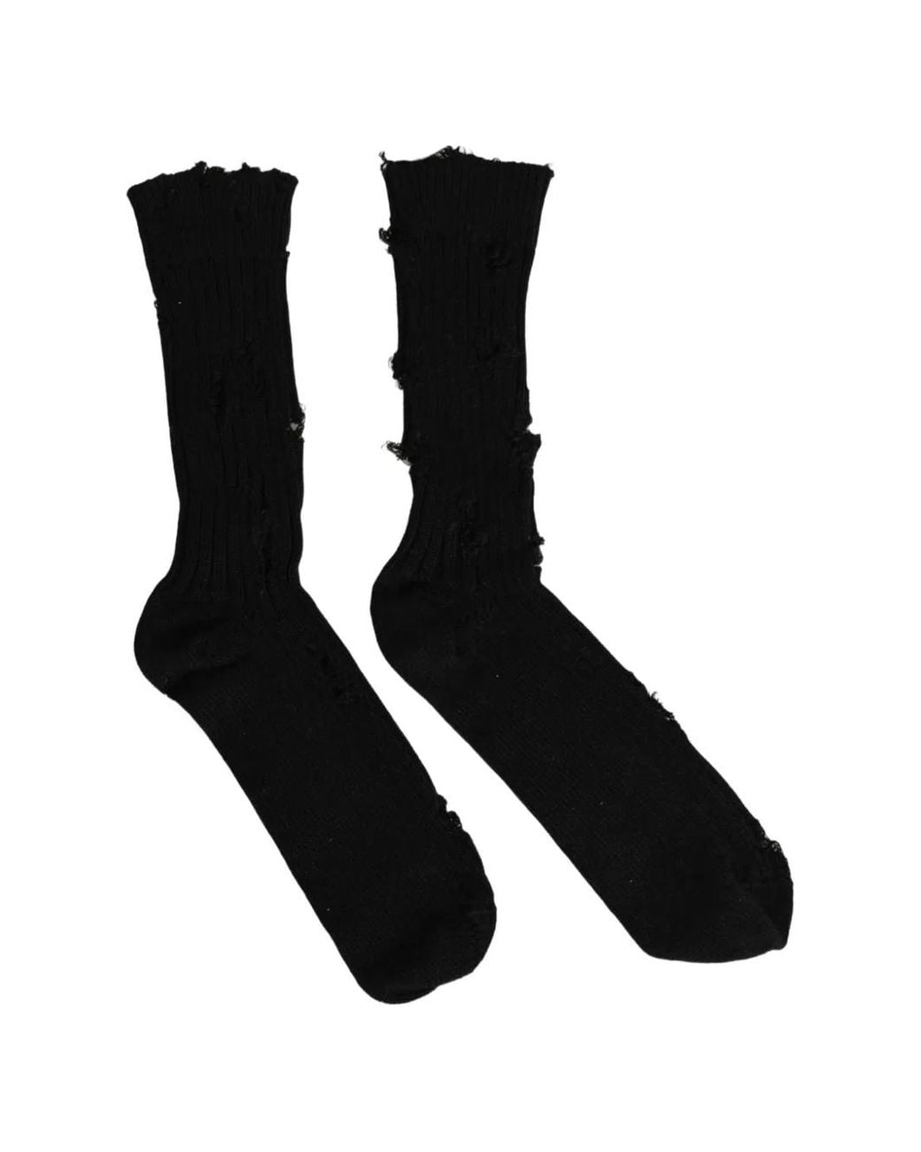 Dolce & Gabbana Black Distressed Ribbed-Knit Socks for men