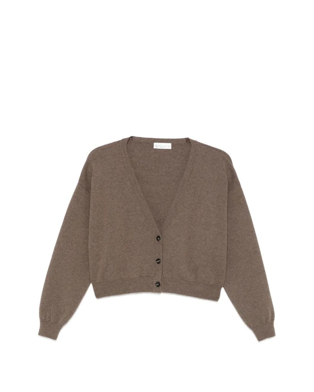 Roberto Collina Brown Fine-Knit V-Neck Cardigan