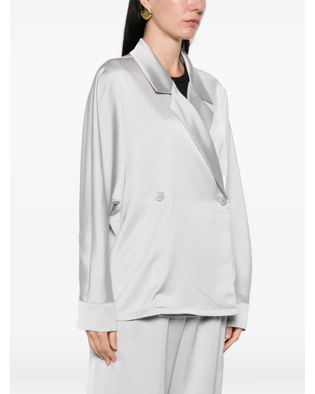 Imperial White Belted Double-Breasted Blazer