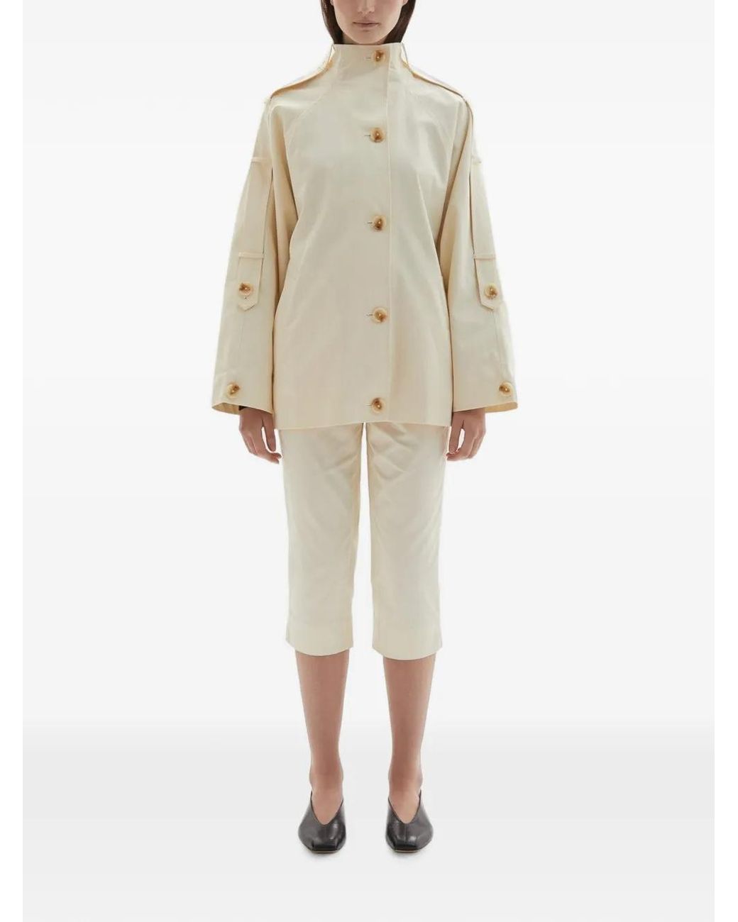 JOAEN Natural Sara High-Neck Button-Up Jacket