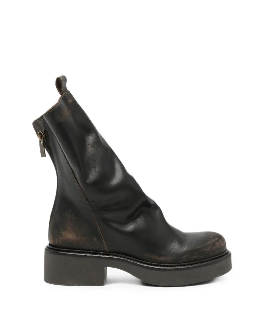 METISSE Black Distressed-Effect Ankle Boots