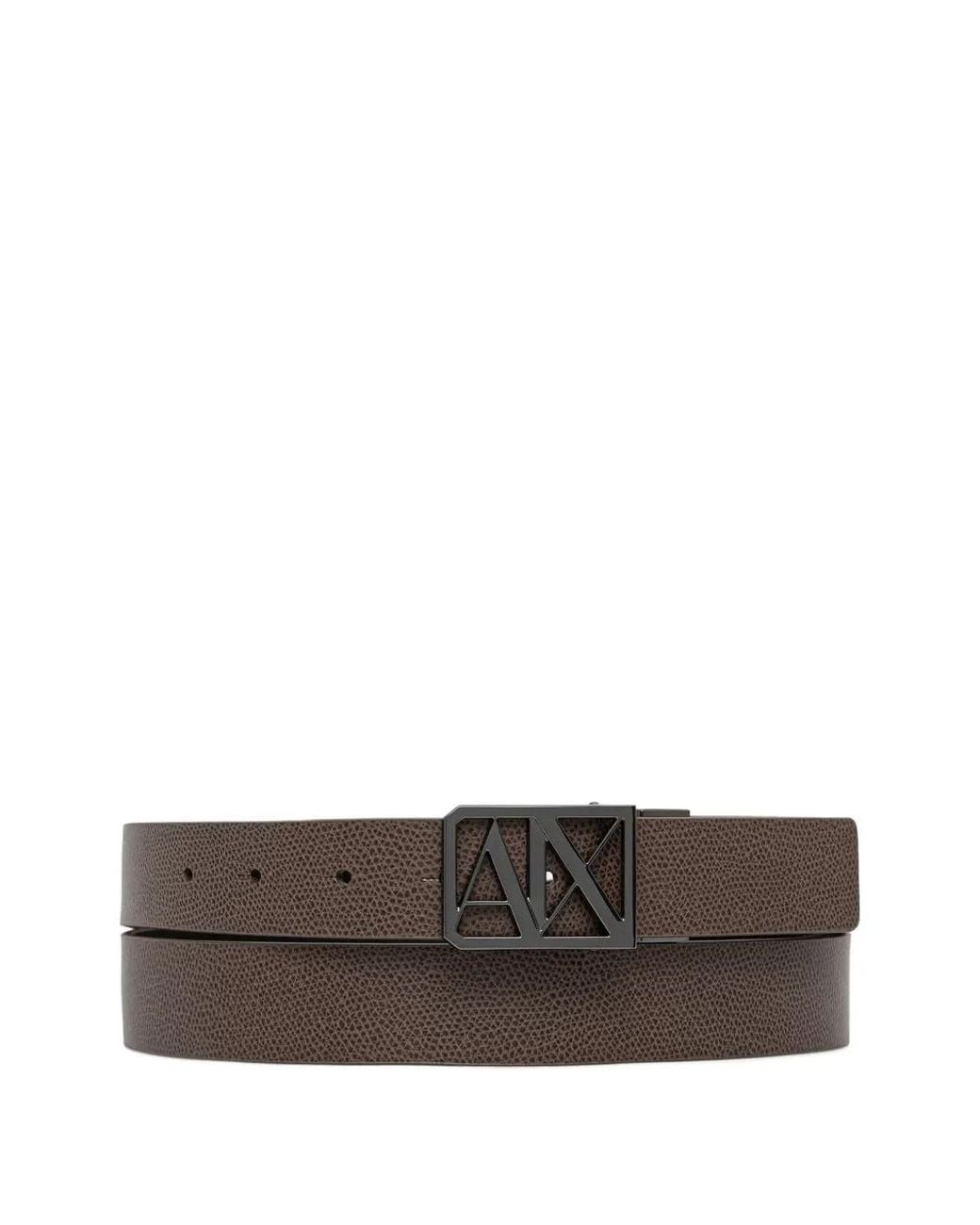 ARMANI EXCHANGE Gray Logo-Plaque Belt for men