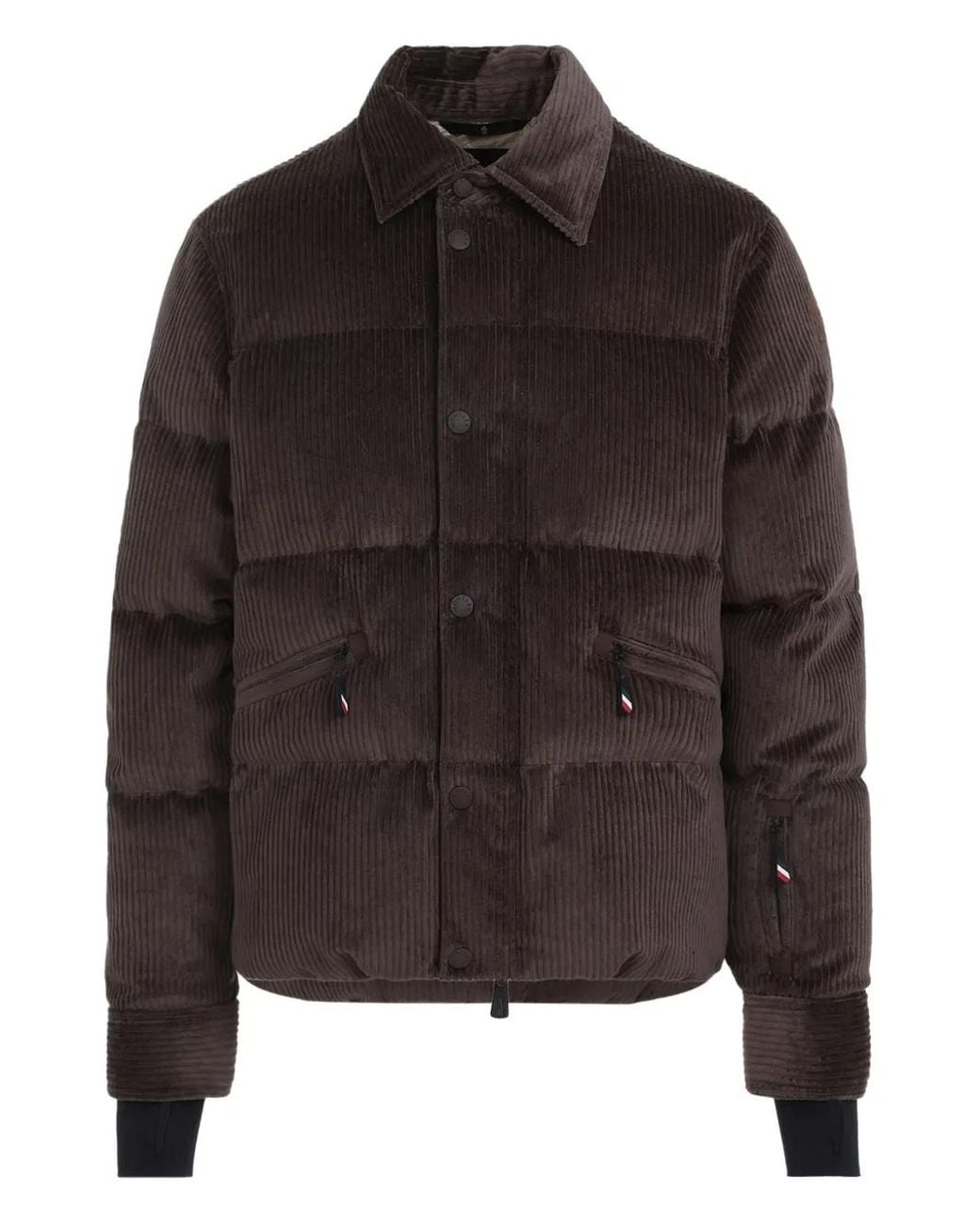 Moncler Black Corduroy Feather Down Coat for men