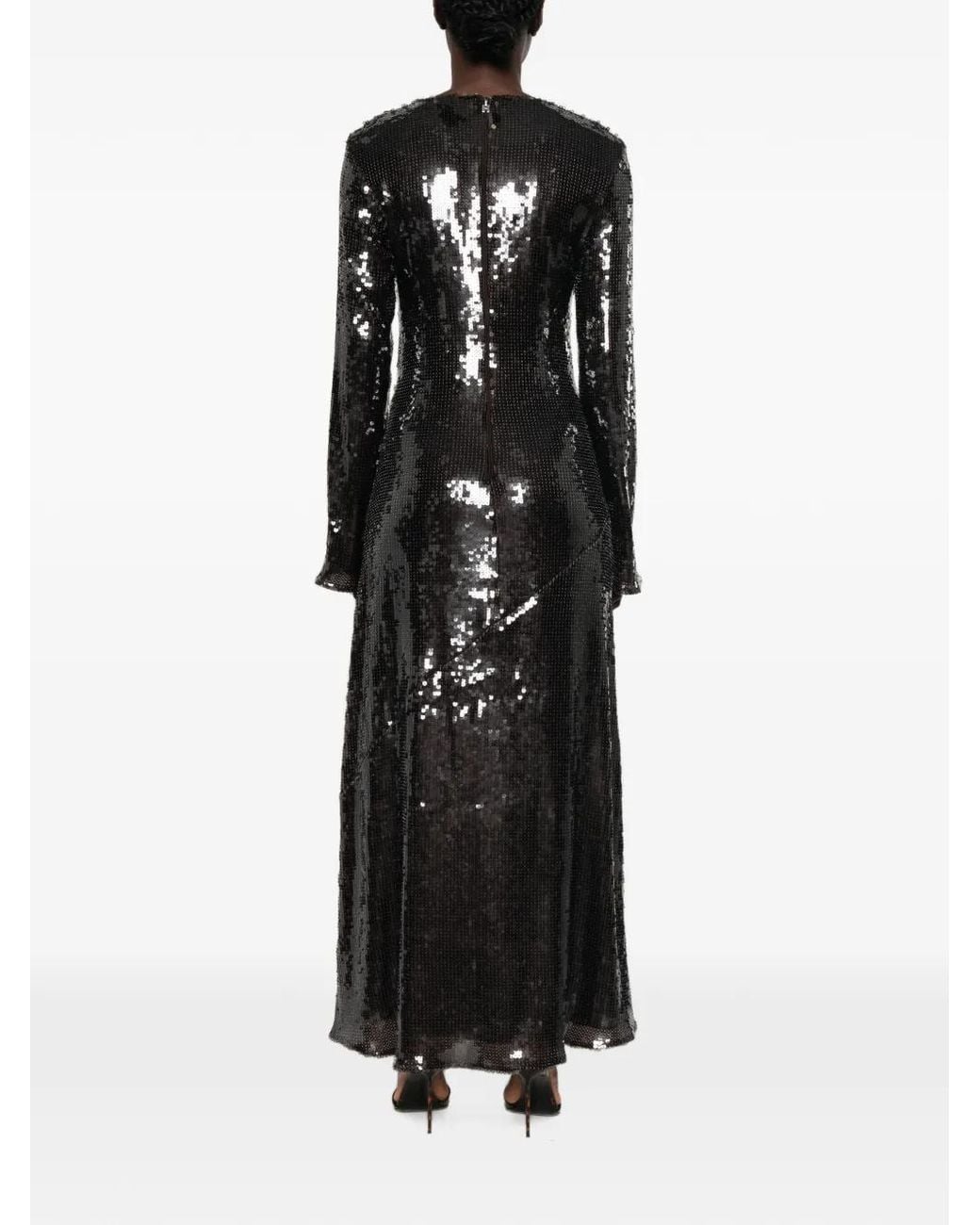 ROTATE BIRGER CHRISTENSEN Black Sequins Maxi Dress