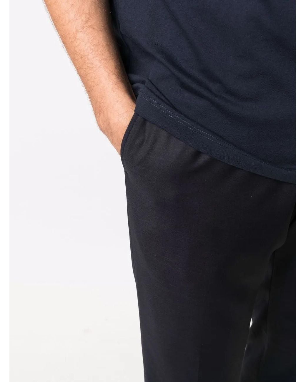 Emporio Armani Blue Tapered-Leg Tailored Trousers for men