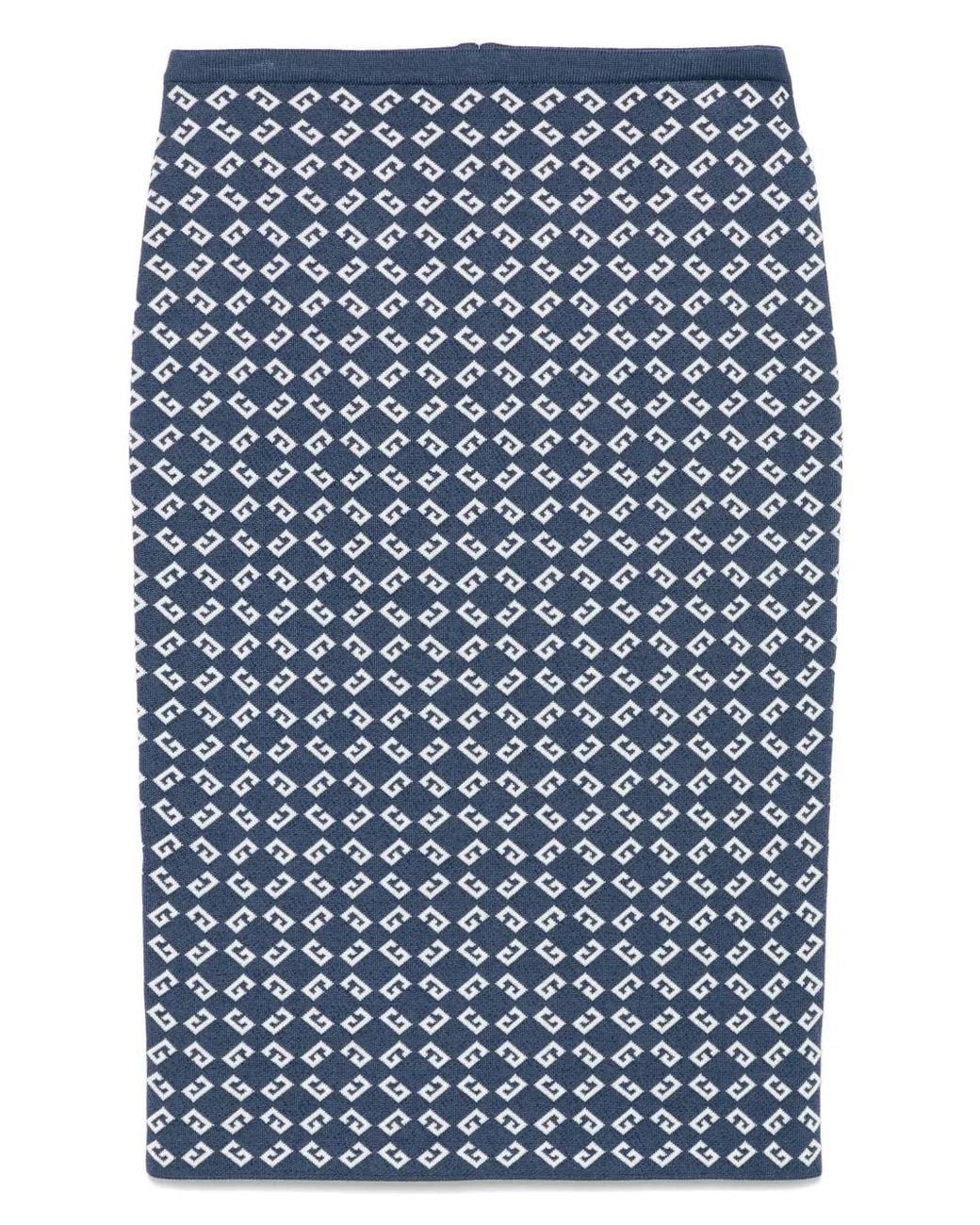 Givenchy Blue Monogram 72-Jacquard Midi Skirt