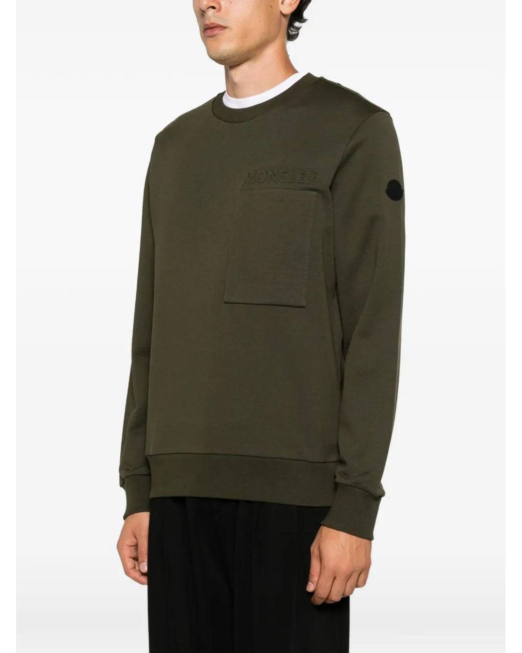 Moncler Green Logo-Embossed Sweatshirt for men