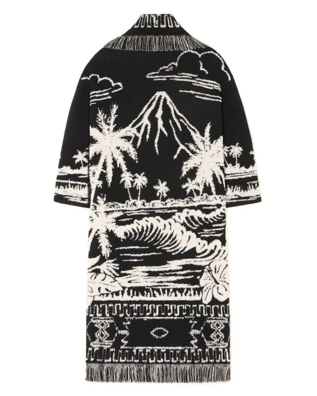 Alanui Black Palm-Tree Fringe Coat