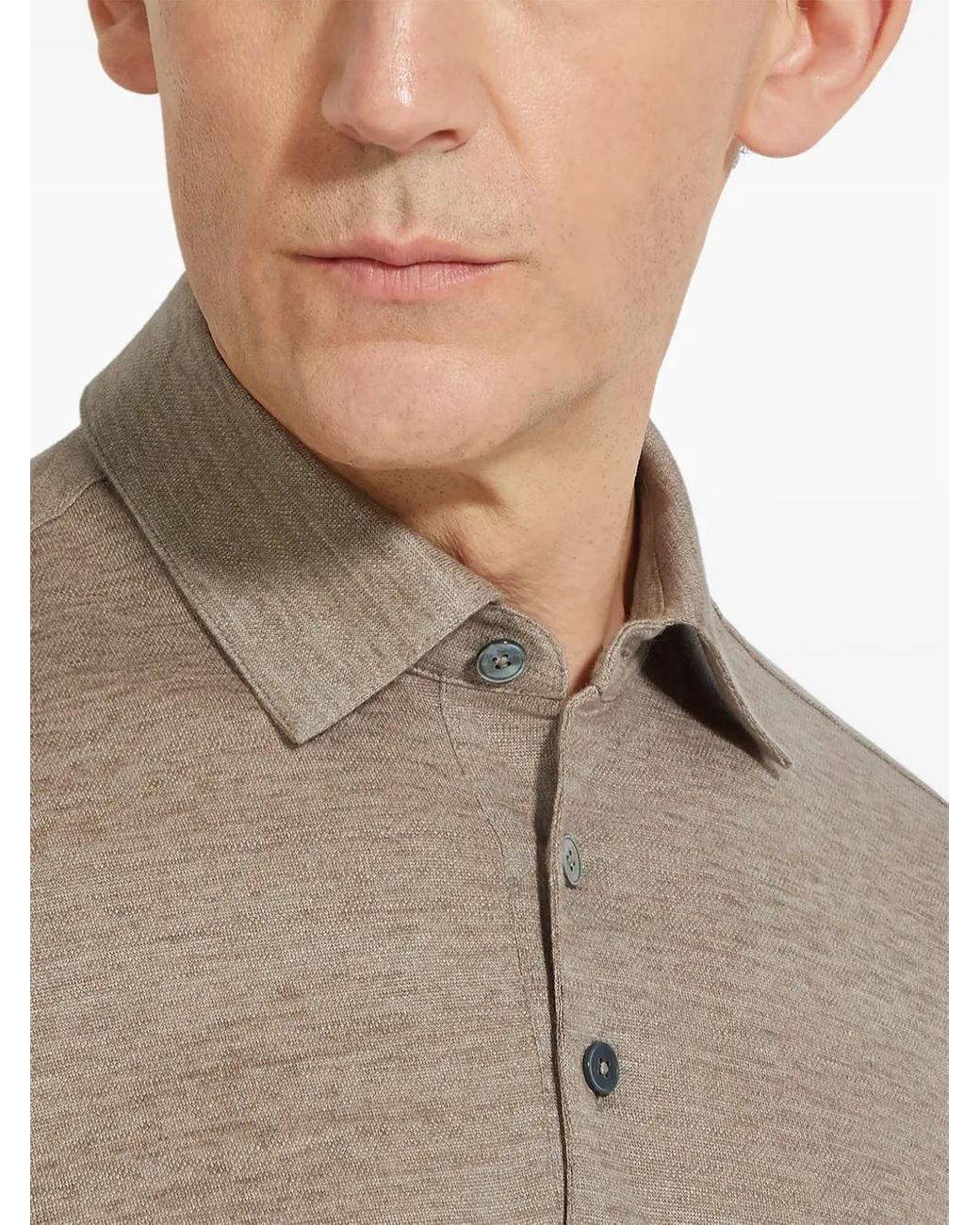 Zegna Brown Oasi Lino Polo Shirt for men