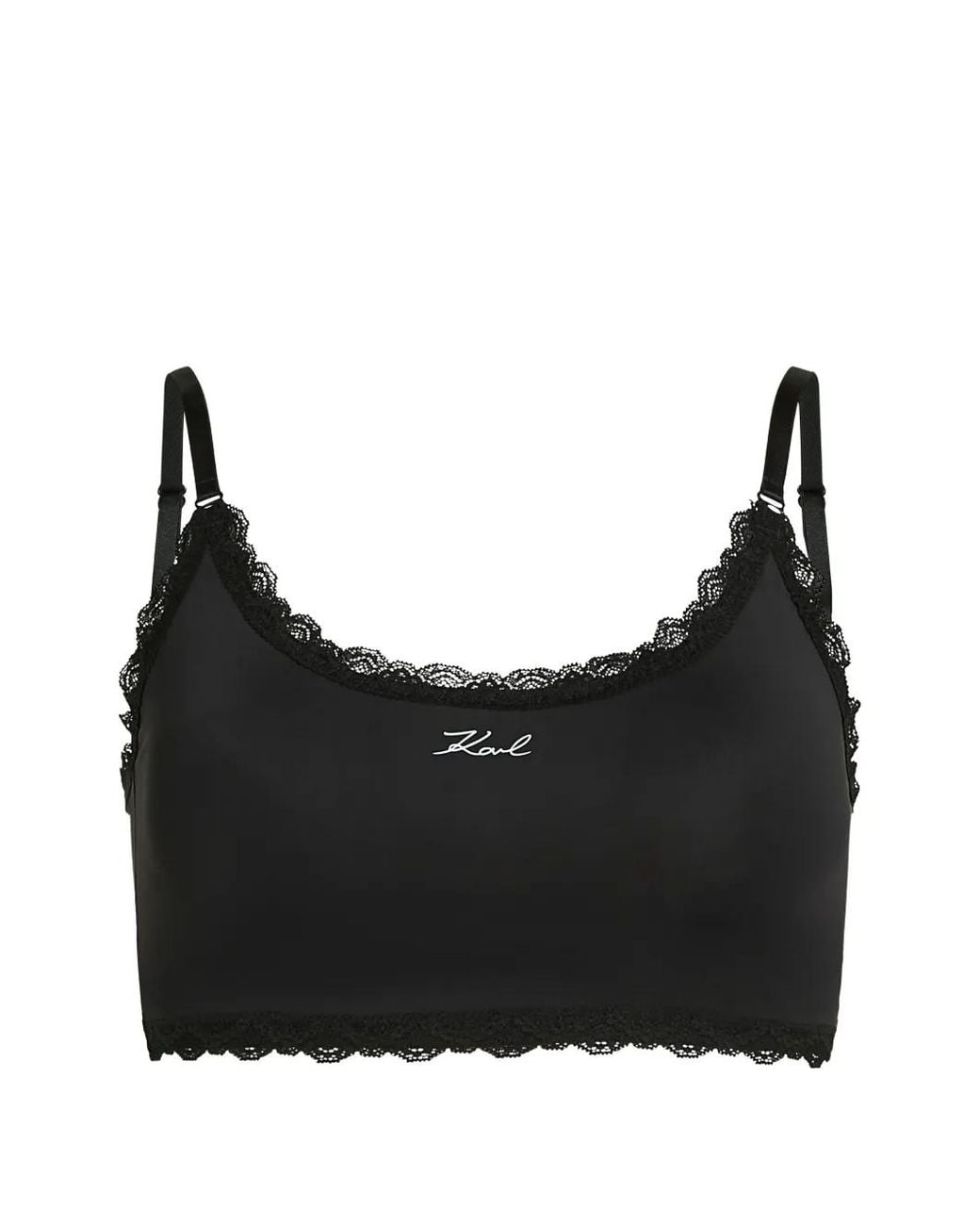 Karl Lagerfeld Black Brassière À Détails De Dentelle