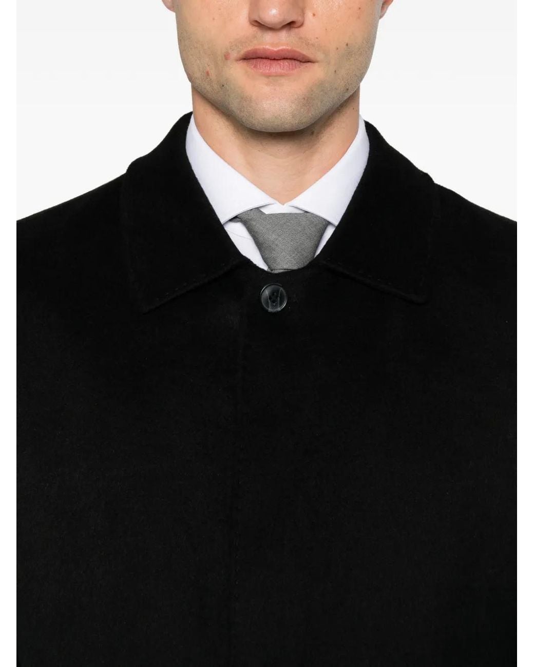 SERGIO MORETTI FIRENZE Black Single-Breasted Coat for men