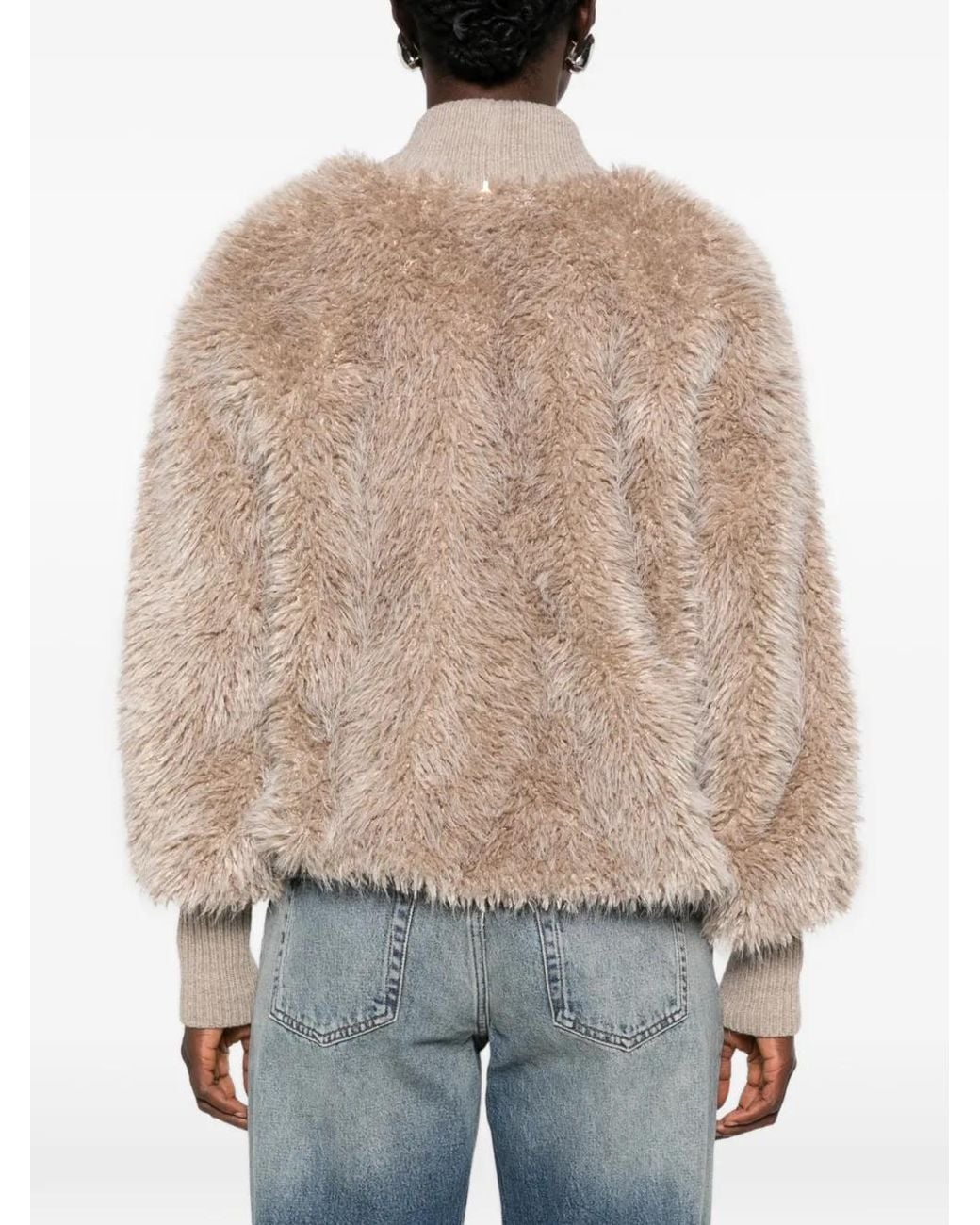 PHILIA LOFT Natural Faux-Fur Bomber Jacket
