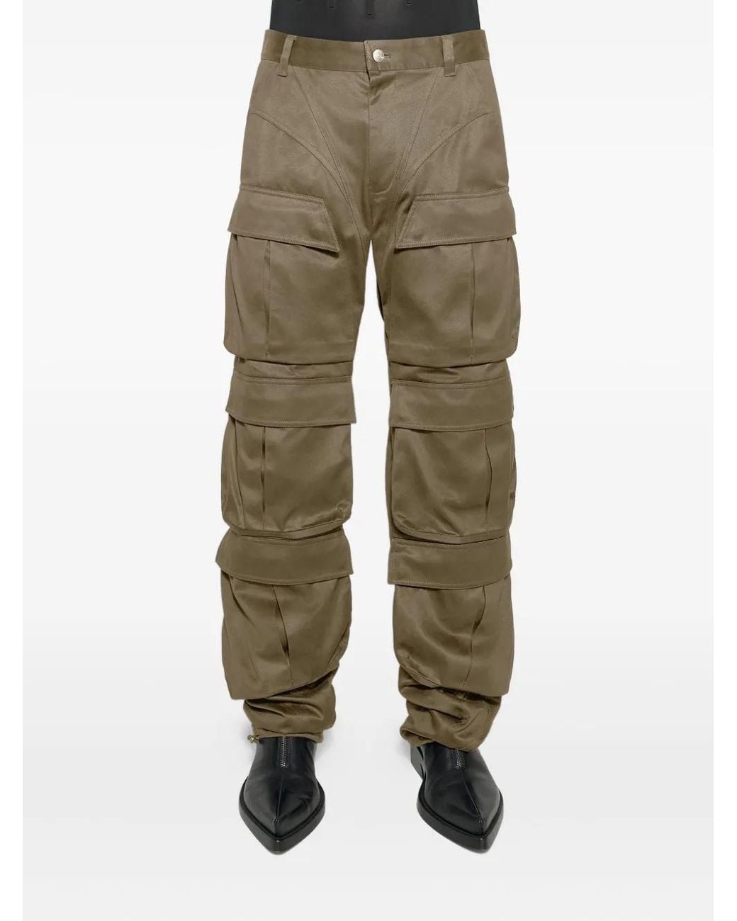 Mugler Green Layered-Pockets Trousers for men