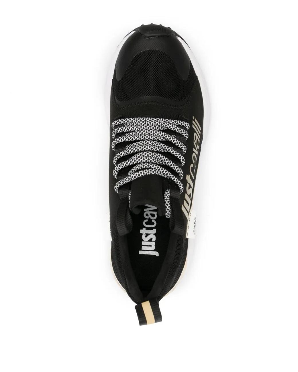 Just Cavalli Black Logo-Print Lace-Up Sneakers