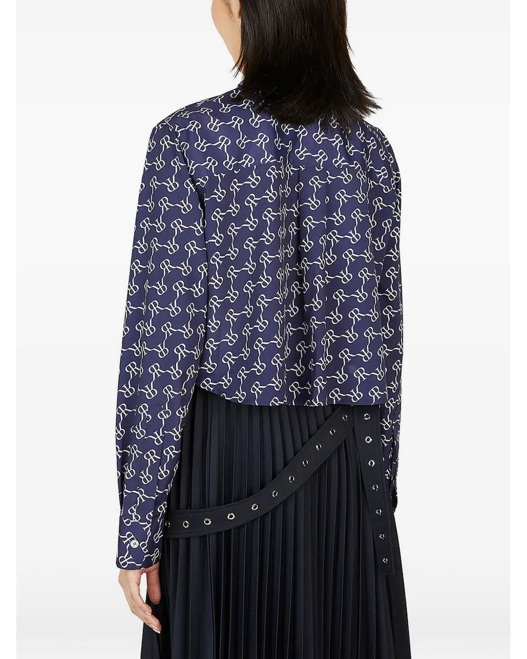 ROKH Blouse Met Monogram-Print in het Blue