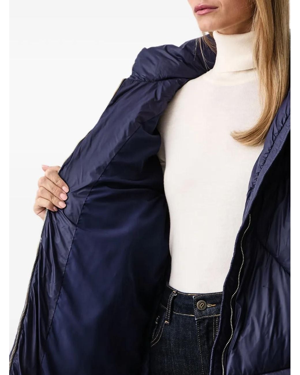 Fracomina Blue Quilted Hooded Jacket