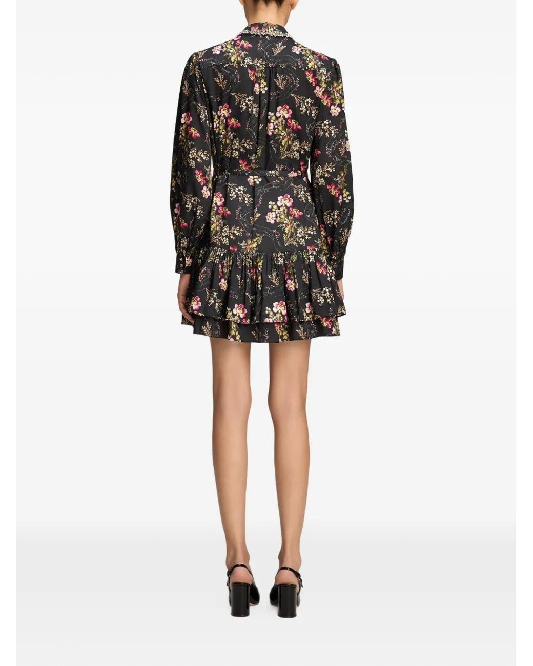 Cinq À Sept Black Emilienne Love Letter Floral-Print Mini Dress