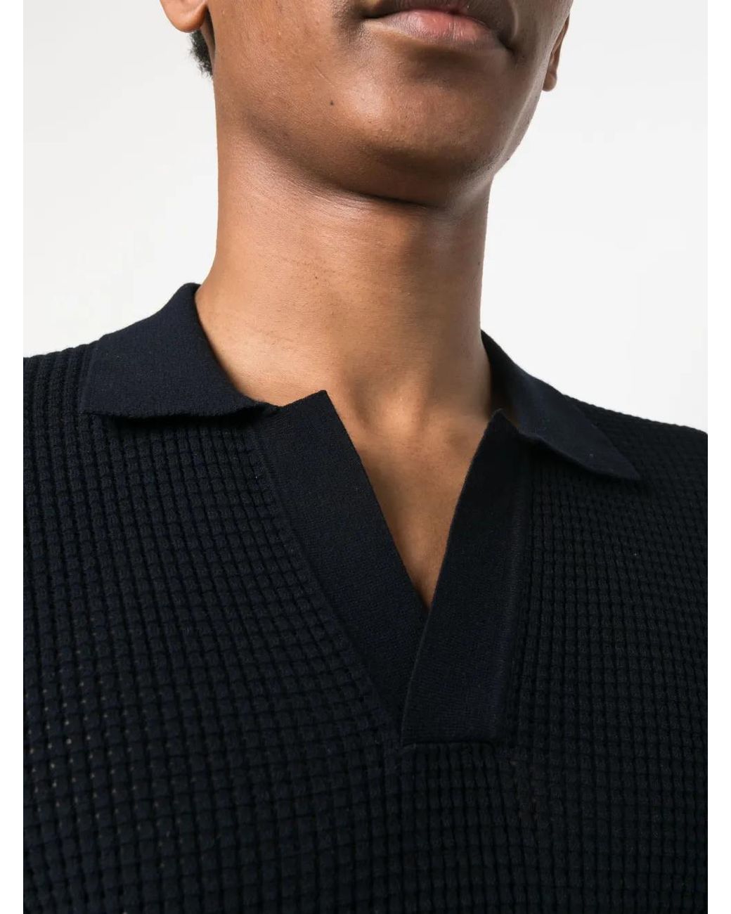 Orlebar Brown Black V-Neck Polo Shirt for men