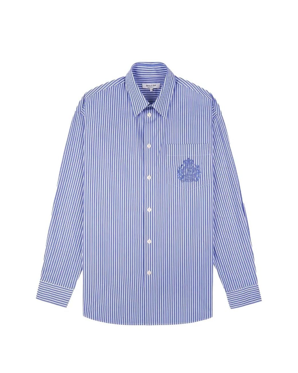 Sporty & Rich Blue Ny Crest Striped Shirt